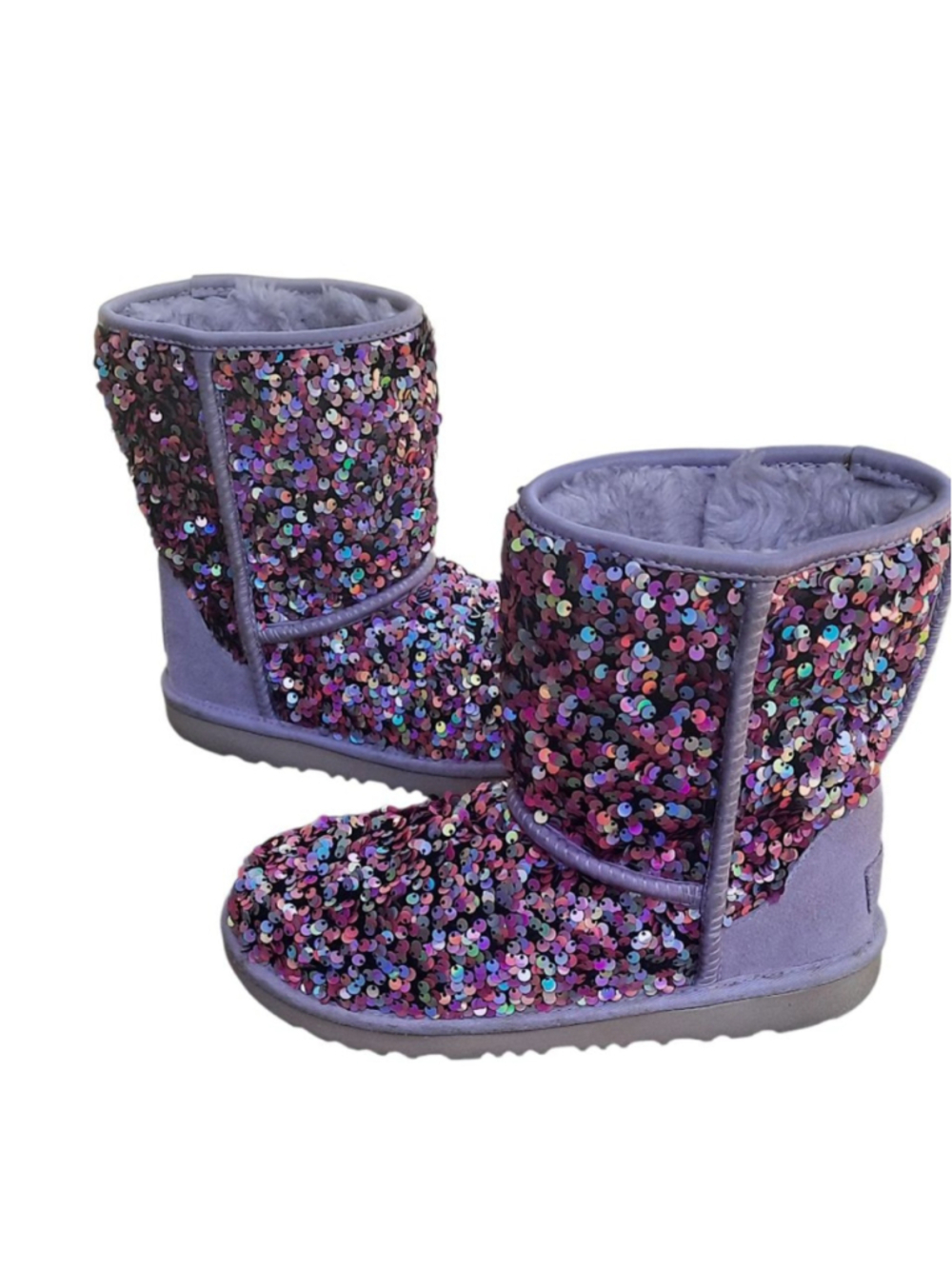 UGG Classic Mini Stellar Sequin Boots Lilac Frost Purple Glitter Size 5